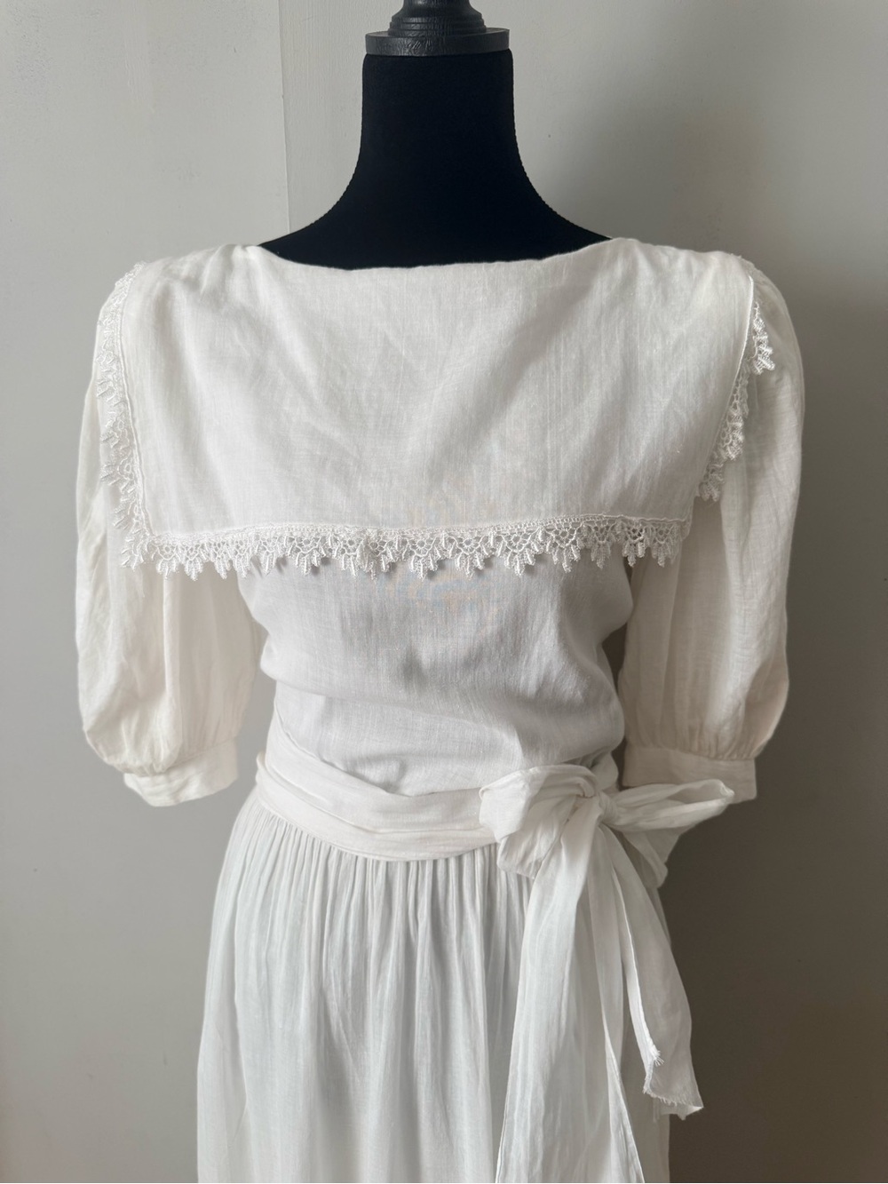 Jessica McClinton White Cotton Tie-Waist Maxi dress - Picture 3 of 6